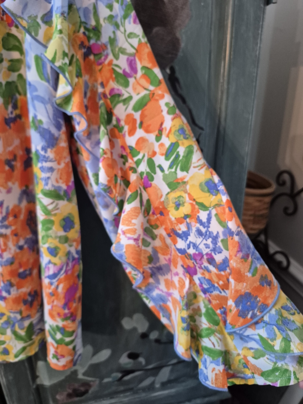 Cato Multicolor Floral Ruffle-Sleeve Button Front Blouse - Picture 6 of 6